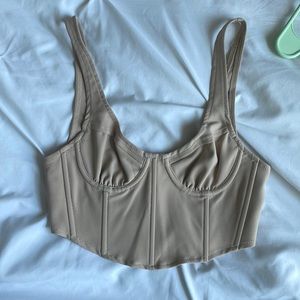 Beige Cropped Corset Top
